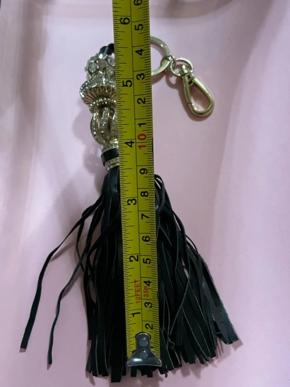 Long Leather Rhinestone Key Ring #9386